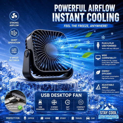 Usb desk fan speed quiet - desk,